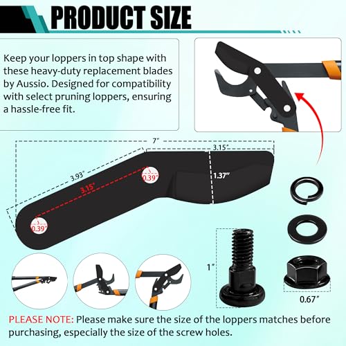 (2-Pack) Alloy Steel Lopper Replacement Blades with Screws