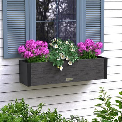 Mayne Vista 36in Rectangular Window Box Planter, Charcoal - size: 36in