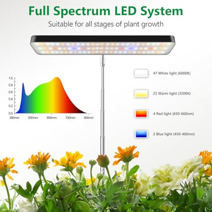 Aumtrly Grow Light Black 3 Pack, Full Spectrum Plant Light, Timer with Base - size: 3 Pack/black