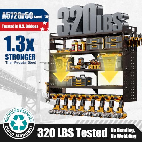 Large 5-Tier Power Tool Organizer Wall Mount, Charging Station, 34'' Wide - size: 34''Width (POWER STATION)