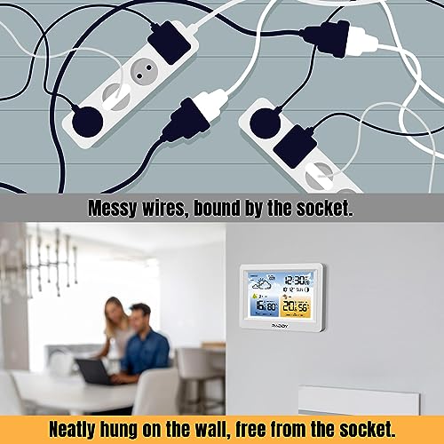 Raddy WM6 Wireless Weather Station, Rechargeable Battery Console - color: White