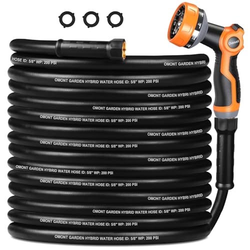 Garden Hose 25ft Heavy Duty Rubber Water Hose, Flexible Rubber Hybrid Hose, Leak-Free Connections, Male to Female 3/4'' Brass Fittings for Garden, Lawn, Yard (25ft) - size: 25ft