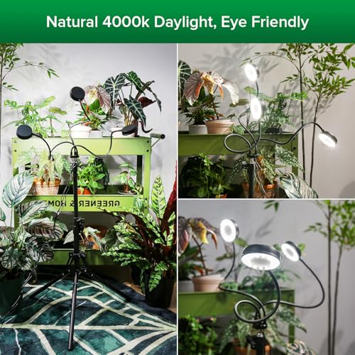 SANSI Grow Light for Indoor Plants, 30W 3-Head Tripod Stand Plant Light - color: Black-3-Head