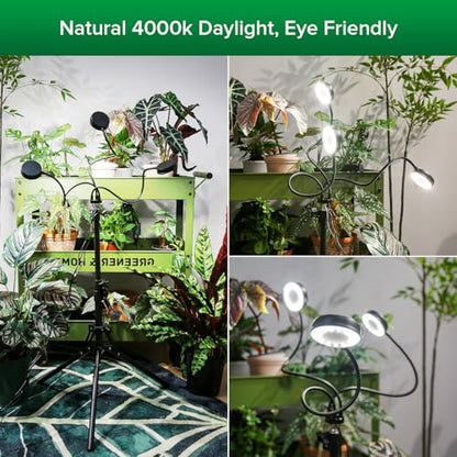 SANSI Grow Light for Indoor Plants, 30W 3-Head Tripod Stand Plant Light - color: Black-3-Head