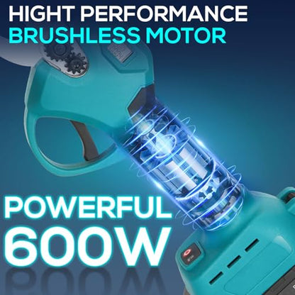 Electric Pruning Shears, Cordless Electric Scissors with 2 PCS Rechargeable 48V 2.0 Ah Batteries & 2 Blades, 1.6" Cutting Diameter Pruning Shears Garden Tool for Tree Trimming Branch Cutter - style: Blue