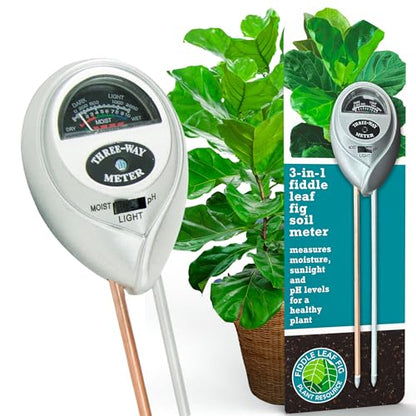 Fiddle Leaf Fig Health Meter, 3-in-1 Soil Moisture, Light & pH Testing Tool