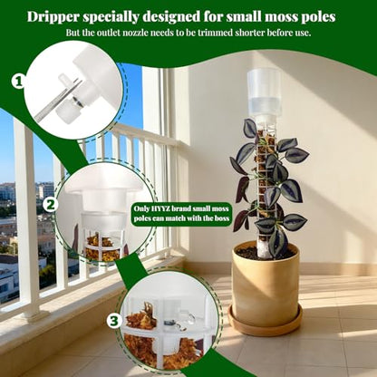 Adjustable Moss Pole Watering Dripper Pro - Self Watering Planter Insert with Flow Control, Plant Watering Globes & Devices, Slow-Release Self Watering Spikes for Monstera/Epipremnum (2, White)