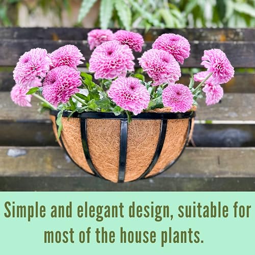 LaLaGreen Black Wall Planter (16 in, 2 Pack) Metal Coco Liner Flower Boxes - size: 16" (41cm) x 2 pack