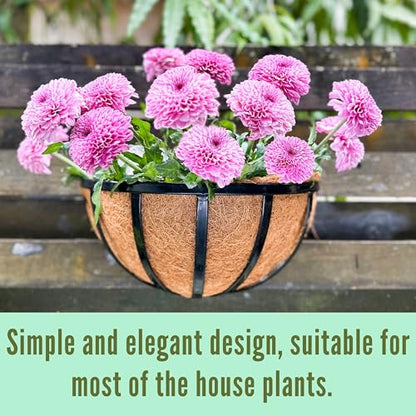 LaLaGreen Black Wall Planter (16 in, 2 Pack) Metal Coco Liner Flower Boxes - size: 16" (41cm) x 2 pack