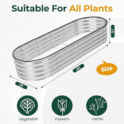 Utopia Home Galvanized Raised Garden Bed 6x2x1 Ft, Pack of 1 Silver - color: Silver, size: 6 Ft