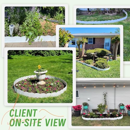 6 Inch Tall 20Ft White Landscape Edging Border with 7.8In Stakes,20Pcs