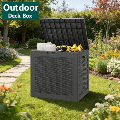 31 Gallon Outdoor Storage Box Waterproof Deck Box Patio Storage-2 Box - color: Black, style: 31Gallon*2-style1