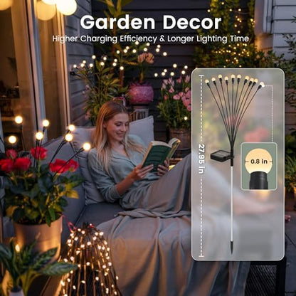 Solar Garden Lights, 2Pack 20LED Swaying Solar Lights Outdoor - color: Warm White