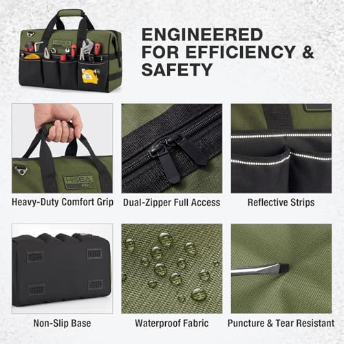 HISEA Heavy Duty Tool Bag 20 Pockets, 16-Inch Portable Tool Box Organizer