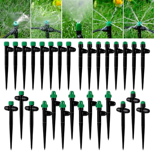 HUISUYTON 30Pcs Mix Drip Irrigation Emitters Sprayer for 1/4" Drip Tubing - size: 30PCS MIX Emitters