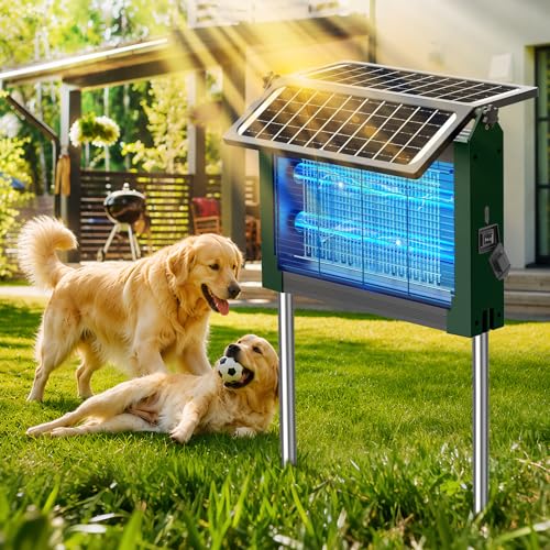 Solar Bug Zapper Outdoor with Dual Solar Panels, 4500V Mosquito Zapper - color: Green