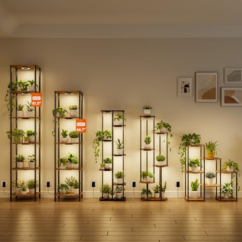 Bstrip Plant Stand Indoor with Grow Light, 81.3in Tall Indoor Plant Shelf - size: 81.3" H