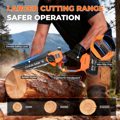 4-in-1 Cordless Brushless Mini Chainsaw for Tree Trimming, 8 inch