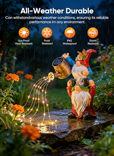 Brightown Solar Garden Gnomes Outdoor Statue with 36 LED Lights - color: Red-White Gnome