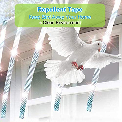 4 Pack Bird Reflective Scare Tapes, 1048ft Dual-Sided Pigeon Scare Tapes