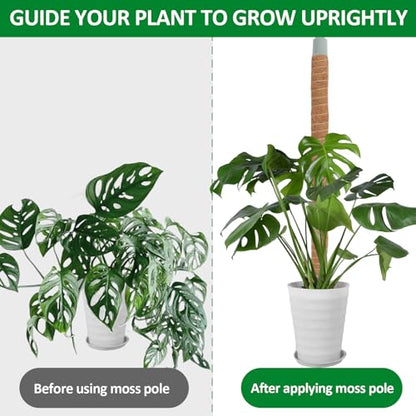 2 Pack Moss Pole, 55 Inches Tall Bendable Coco Coir Poles Monstera Plant Support for Climbing Indoor Plants, DIY Plant Stakes Kit Support for Pothos, Philodendron,Potted Plants - size: 55 Inches(2 Pack)