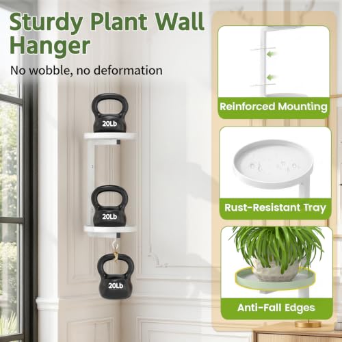 LASZOLA Plant Hanger Holder Shelf Wall Indoor with Lights, 2 Pcs White - color: Pure White, size: 2