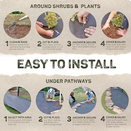 Dewitt Pro-5 Heavy-Duty Weed Barrier Fabric, 5 oz, 5 x 250 Feet, 2-Pack - size: 2 Pack, style: 5' x 250'