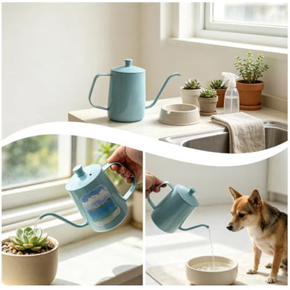 OFFIDIX Watering Can Indoor Set Blue Small Metal Water Can and Spray Bottle - color: Ocean Blue