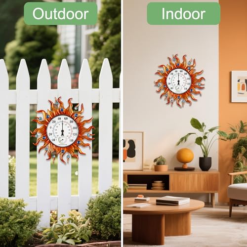Outdoor Thermometer, Sun Wall Mounted Thermometer Waterproof Decorative