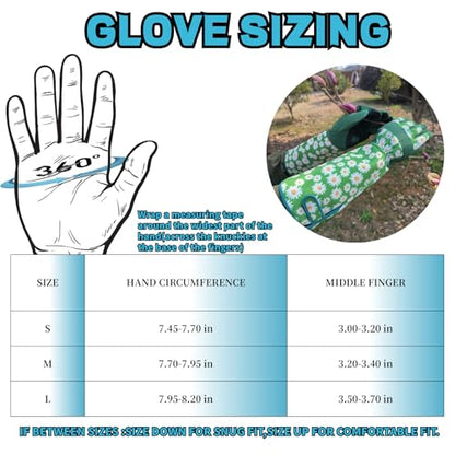 Thornproof Rose&Cactus Gardening Gloves,Gauntlet Garden Glove,Gifts - color: Green Daisy, size: Medium