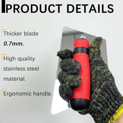 3 Pack Plaster Finishing Trowel Set, Paint Plastering Hand Tool - size: 0.7mm, 3Pcs, Red