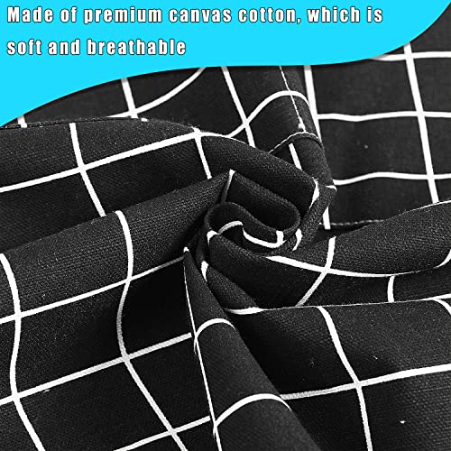 LOLOMLO Oversize Canvas Cotton Apron, Extra Large Aprons with Long Strap, Adjustable Neck Tear Resistant Plus Size aprons - color: Black Check
