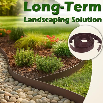 Gardzen 40-Foot x 3-Inch Landscape Edging Garden Border with 40 Spikes - color: Brown, size: 3IN-40FT