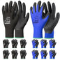 toolant Crinkle Latex Work Gloves, 12 Pairs, Black & Blue, Medium - color: Black & Blue, size: Medium