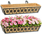 30 Inch Window Boxes Planters Railing Planter Box - 2 Pack Deck Railing Planter Boxes with Adjustable Brackets Coco Liners Balcony Planters Railing Hanging for Window Flower Boxes Outdoor Garden Decor - size: 30 Inch