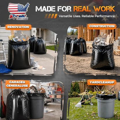 Delxo 55-60 Gallon Contractor Garbage Bags Heavy Duty Industrial Trash Bags - color: 55GAL 40Count
