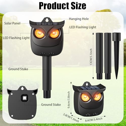 2 Pack Solar Owl Animal Repeller Outdoor for Raccoon Deer Squirrel