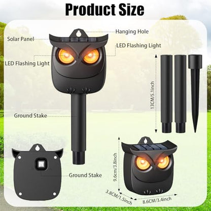 2 Pack Solar Owl Animal Repeller Outdoor for Raccoon Deer Squirrel