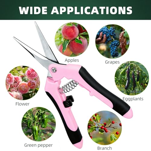 EWPJDK 3 Pack Garden Pruning Shears Scissors Clippers Stainless Steel(Pink) - style: Pink