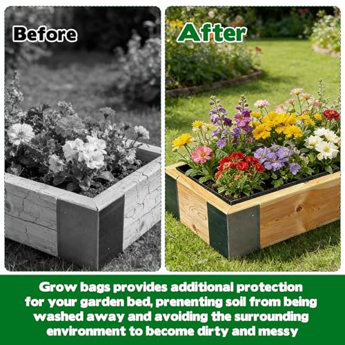 CIEOVO Raised Garden Bed Liner Thick Fabric Raised Garden Bed Breathable Drainage Rectangle Grow Bags with Handles Fabric Garden Bed for Outdoor Raised Garden Beds Holds Soil, 4 x 2 x 1ft