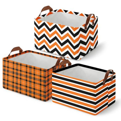 Britimes Storage Baskets for Gifts, Toy Storage Bins Box, 3 Pack, Halloween - color: Fall Halloween Geometric