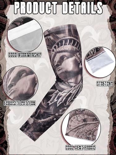 Boao 12 Pcs Tattoo Arm Sleeves for Men UV Cover - size: One Size, style: Realism Style