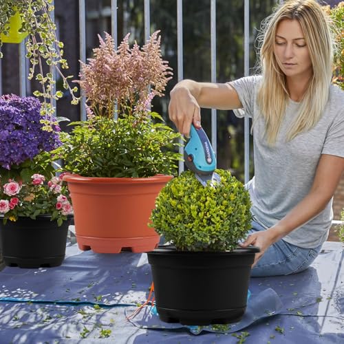 KPUVX 5 Pack 10.5 inch Plant Pots, Plastic Flower Pot - color: Red, size: 10.5 inch