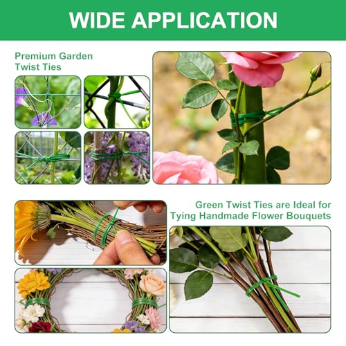 2 Pack Twist Ties, 525 Feet Rustproof Flexible Garden Plant Tie with Cutter