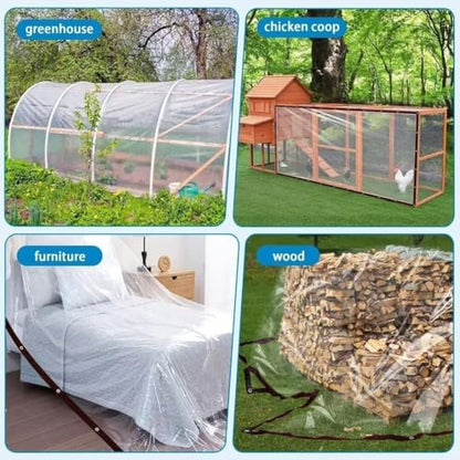 Clear Tarp - Heavy Duty Waterproof 8x16FT Plastic Tarps with Grommets Clear Vinyl Tarps for Outdoor Porches Transparent Tarpaulin for Patio Enclosure Roofs Greenhouse Plant Chicken Coop Cover - size: 8x16FT-1PCS