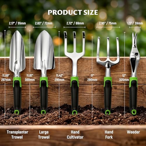 Gardening Tool Set, Heavy Duty Aluminum Alloy Hand Tools, Ergonomic Handle Design, Ideal Gardening Gifts for Women, Men, Mom and Dad