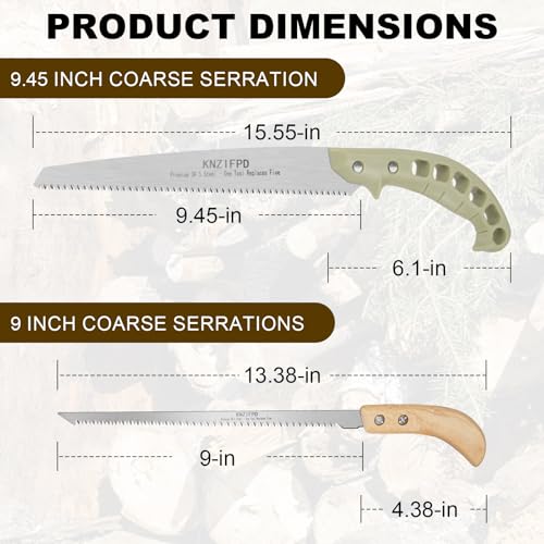 Hand & Pruning Saw Combo Pack: Premium 11-inch Heavy Duty Saw with Plastic Handle & 9-inch Sharp Compact with Wood Handle for Tree Trimming, Camping, Gardening | 2-Pack Saws