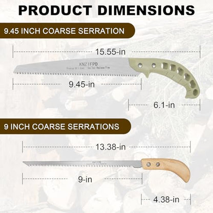 Hand & Pruning Saw Combo Pack: Premium 11-inch Heavy Duty Saw with Plastic Handle & 9-inch Sharp Compact with Wood Handle for Tree Trimming, Camping, Gardening | 2-Pack Saws