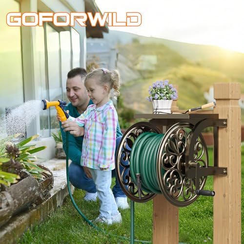 GOFORWILD Wall Mount Garden Hose Reel, Holds 200-Feet of 5/8-Inch Hose