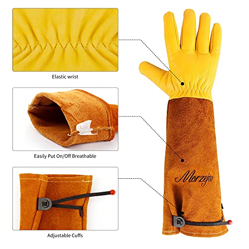 Gardening Gloves for Men&Women, [2026 Updated] Professional Rose Pruning Gloves Thorn Proof, Adjustable Cuff, Breathable Leather Cowhide Long Garden Gloves,Garden Gifts & Tools for Gardener,Yard Work - size: X-Large (Pack of 1)